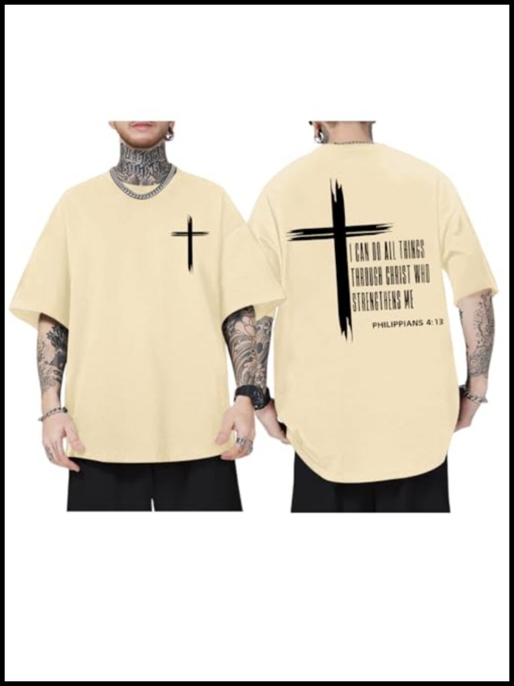 Men's Christian Graphic T-Shirt Cotton Crew Neck Loose Fit Faith Tee